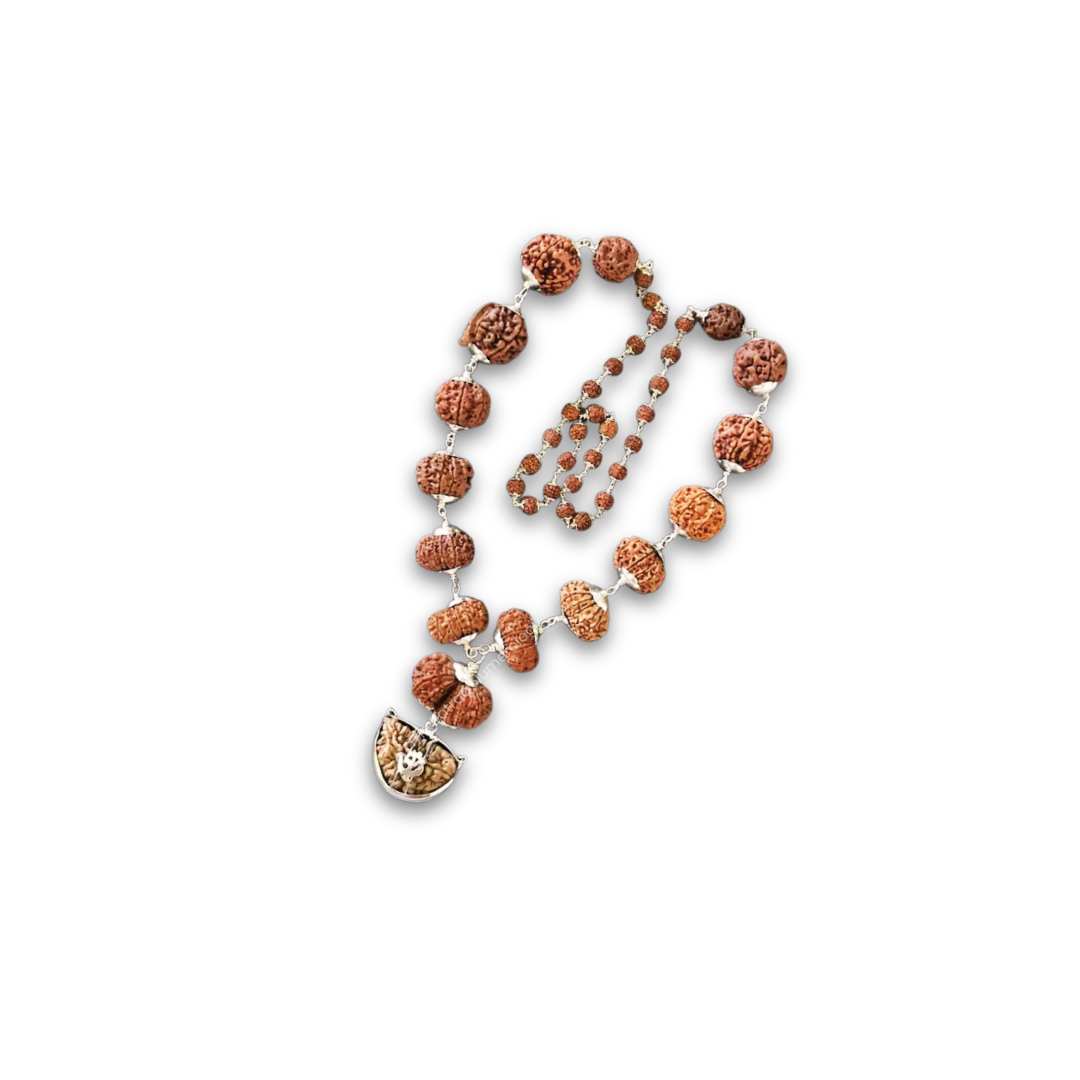 Siddha Mala Nepali in silver + Silver Rudraksha